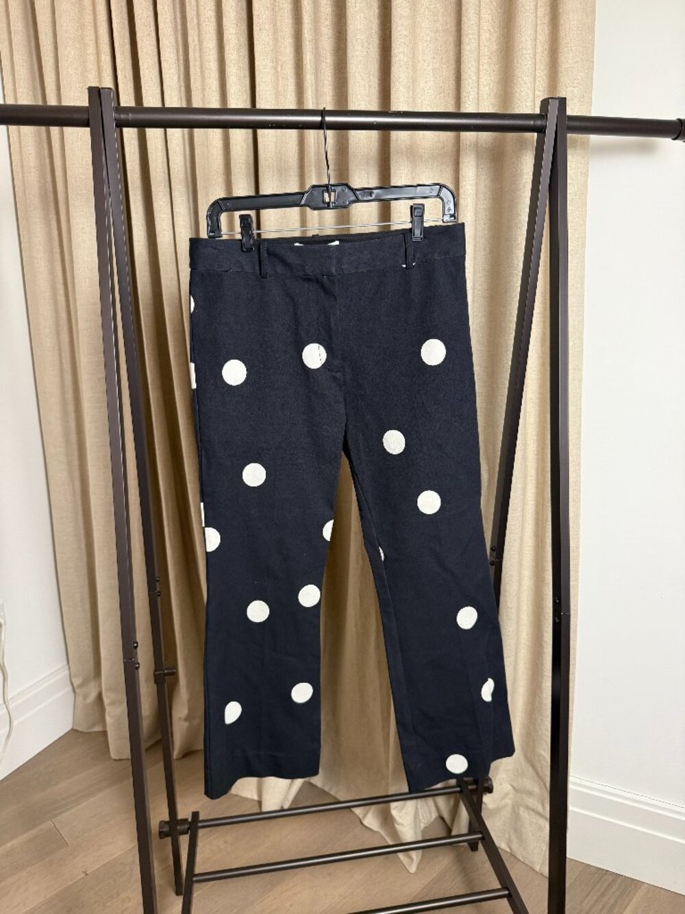 Derek Lam 10 Crosby | Size 8 | Cropped Flare Pants in Black and Ivory Polka Dot